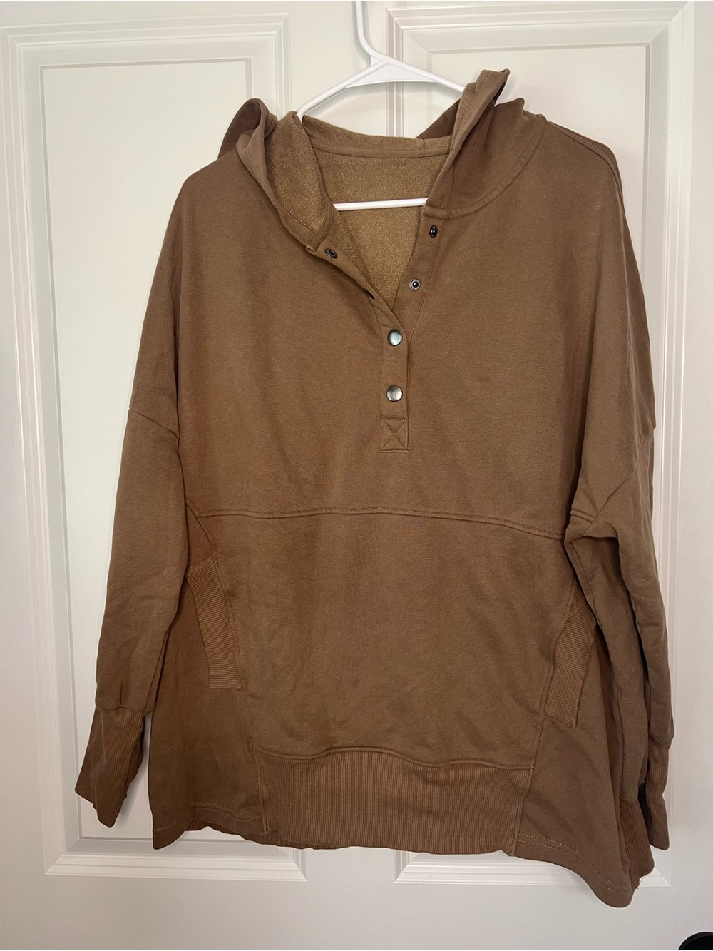 Women's Hooded Pullover Sweatshirt - Brown